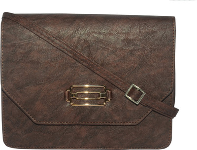 

ADORSY Women Casual Brown Rexine Sling Bag