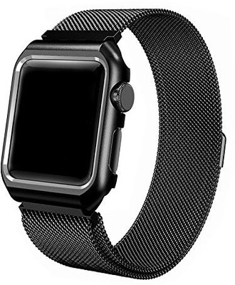 

ACUTAS Milanese Loop Mesh Smooth Stainless Steel Strap Freely Fully Magnetic Closure Clasp Metal Strap Wrist Band Replacement Bracelet for Apple Watch Band Series 3/2/1 (42MM) Smart Watch Strap(Black)