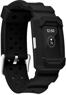 

ACUTAS Silicone Case Anti Impact Resilient Protection Strap Rugged Band For Fitbit Charge 2 Smart Watch Strap(Black)