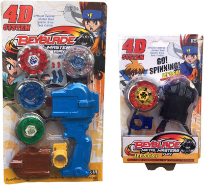 

Assemble Beyblade 4D 4 in 1 System Combo Metal Masters Fury With Handle Launcher(Multicolor)