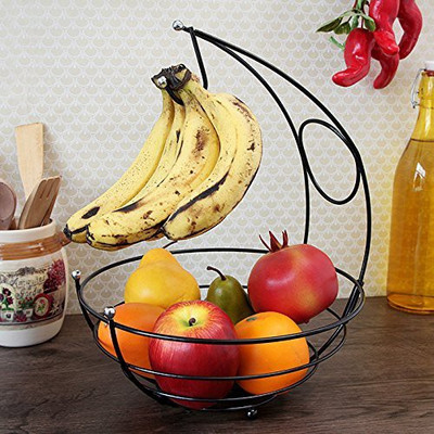 

EOAN INTERNATIONAL Pebbleyard Powder Coated Fruit Basket, Standard, 1-Piece, Multi Steel Fruit & Vegetable Basket(Black)