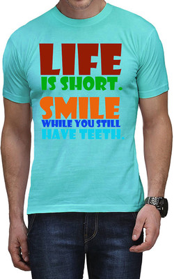 Casotec Printed Men Round Neck Blue T-Shirt Casotec Printed Men Round Neck Blue T-Shirt
