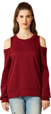 Miss Chase Casual Full Sleeve Solid Women Maroon Top