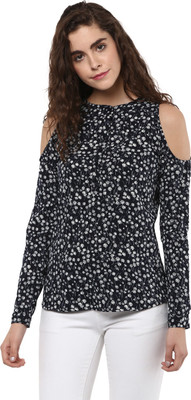 VERONIQUE Casual Full Sleeve Printed Women White, Black Top