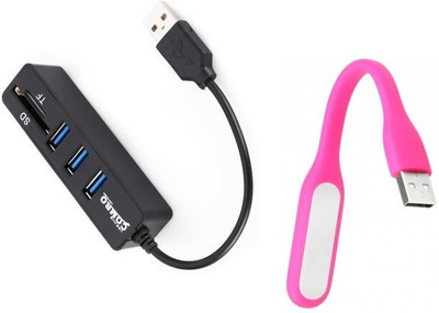 

durReey Set of Multi connectivity USB Hub with Ultra Flexible E12 Emergency Led Light E12 USB Hub, Led Light(Pink, Black)