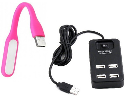 

durReey Set of Multi connectivity USB Hub with Ultra Flexible Emergency Led Light E14 USB Hub, Led Light(Pink, Black)