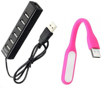 

durReey Set of Multi connectivity USB Hub with Ultra Flexible Emergency Led Light E9 USB Hub, Led Light(Pink, Black)