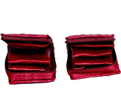 

Kuber Industries Jewellery Kit / Make Up Kit/ Wedding Collection Gift In satin 2 Pcs Set Casual Vanity Box(Maroon)