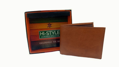 

stylezonne Men Khaki Genuine Leather Wallet(3 Card Slots)