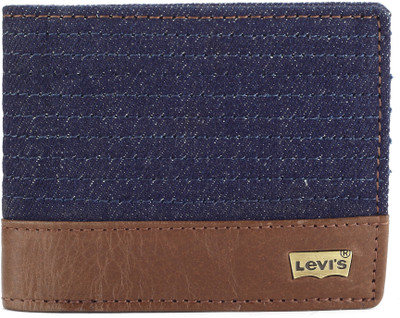 

Levi's Men Casual Blue, Brown Genuine Leather, Denim Wallet(8 Card Slots)