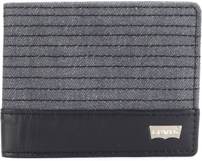 Levi's Men Casual Black, Grey Genuine Leather, Denim Wallet(8 Card Slots)