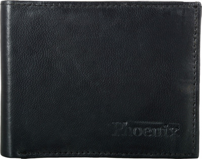 Phoenix Men Black Genuine Leather Wallet(6 Card Slots)