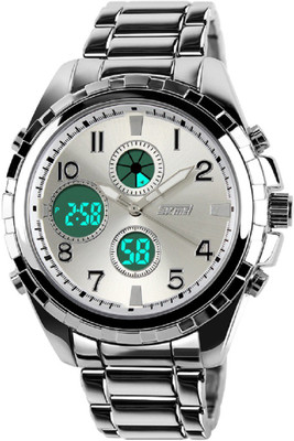 

Skmei 1021 Silver Stainless Steel Chronograph Analog Digital Watch - For Men