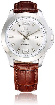 

Megir 6005 -White Leather Watch - For Men