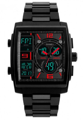 

Skmei 1274 Red Chronograph Square Dial Analog Digital Watch - For Men