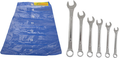 Globus RAISED PANEL MIRROR CHROME FINISH COMBINATION RAISED PANEL SPANNER SET OF 6 PCS Double Sided Combination Wrench(Pack of 7)