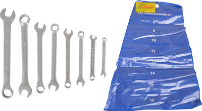 Globus ELLIPTICAL PATTERN, SATIN FINISH, CRV STEEL SET/8 PCS, Double Sided Combination Wrench(Pack of 9)