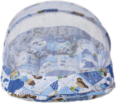 

SATNAM GLOBAL SAGAADMT02B BABY BAD Baby Mattress with Mosquito Net Collage(Fabric, Blue)