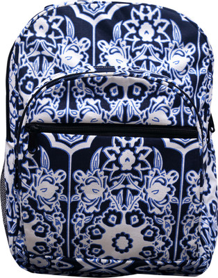 

BEST SHOP casual backpack for girls with beautiful canvas floral print in white and blue colour 19 L Backpack(Blue)