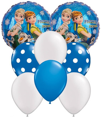

PARTY PROPZ Printed Frozen Combo Include Frozen Foil Balloon 2 Pcs, Blue And White Solid Color Latex Balloon, Blue And White Polka Dot Latex Balloon Set Of 42 Balloon(Multicolor, Pack of 42)