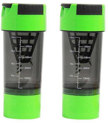 

GLOBALSHOP Shaker Bottle 450 ml Shaker(Pack of 2, Multicolor), Multilcolor