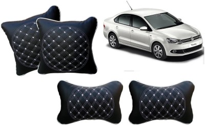 AUTO PEARL Black, White Leatherite Car Pillow Cushion for Volkswagen(Rectangular, Pack of 4)