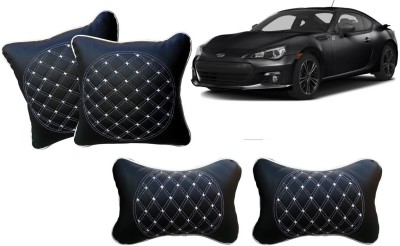 AUTO PEARL Black, White Leatherite Car Pillow Cushion for Subaru(Rectangular, Pack of 4)