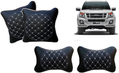 AUTO PEARL Black, White Leatherite Car Pillow Cushion for Isuzu(Rectangular, Pack of 4)