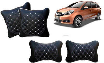 AUTO PEARL Black, White Leatherite Car Pillow Cushion for Honda(Rectangular, Pack of 4)
