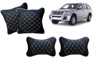 AUTO PEARL Black, White Leatherite Car Pillow Cushion for Isuzu(Rectangular, Pack of 4)