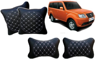 AUTO PEARL Black, White Leatherite Car Pillow Cushion for Tata(Rectangular, Pack of 4)