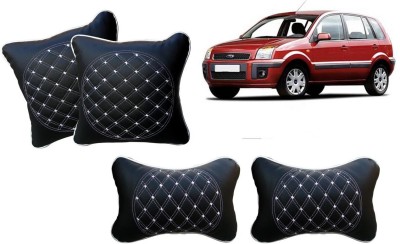 AUTO PEARL Black, White Leatherite Car Pillow Cushion for Ford(Rectangular, Pack of 4)