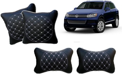 AUTO PEARL Black, White Leatherite Car Pillow Cushion for Volkswagen(Rectangular, Pack of 4)