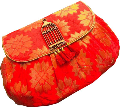 

Craftbazaar Party Orange Clutch