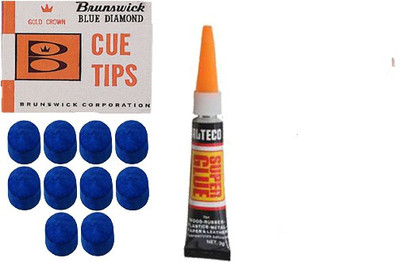 

KBA COMBO OF BRUNSWICK CUE TIP 9MM(10 PCS)+ CUE TIP GLUE GEL KBAC78 Pool Cue Stick(Microfibre)