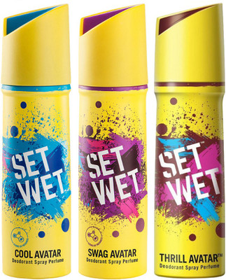 

Set Wet Cool, Swag and Thrill Avatar Deodorant Spray - For Men(450 ml, Pack of 3)