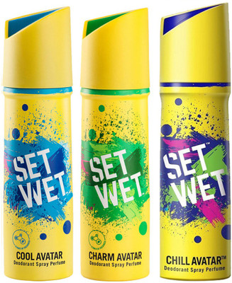

Set Wet Cool, Charm and Chill Avatar Deodorant Spray - For Men(450 ml, Pack of 3)