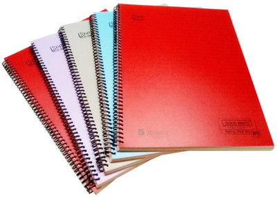 

Good Write A4 Notebook(A4 Spiral 5 Color Notebook , 200 Pages , Pack of 5, Multicolor, Pack of 5)