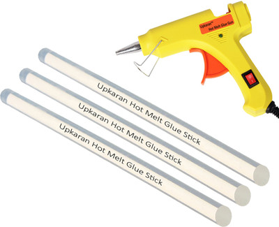 

Upkaran Yellow 20W Watt Mini Electronic Hot Glue Gun with On Off Switch and 3 Hot Melt Glue Sticks for Crafts, Repair Work and Hobby Combo Kit Standard Temperature Corded Glue Gun(7 mm)