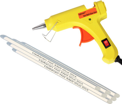 

Upkaran Yellow 20W Watt Mini Electronic Hot Glue Gun with On Off Switch and 6 Hot Melt Glue Sticks for Crafts, Repair Work and Hobby Combo Kit Standard Temperature Corded Glue Gun(7 mm)