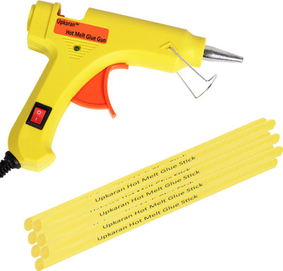 Upkaran Yellow electric 20W Hot Melt Glue Gun With 7 Pcs Free Big Yellow Hot Melt Glue Sticks(8inch) Standard Temperature Corded Glue Gun(7 mm)