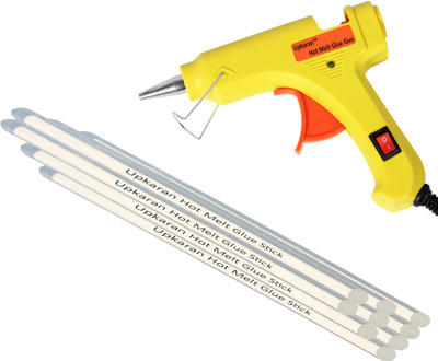 

Upkaran Yellow 20W Watt Mini Electronic Hot Glue Gun with On Off Switch and 9 Hot Melt Glue Sticks for Crafts, Repair Work and Hobby Combo Kit Standard Temperature Corded Glue Gun(7 mm)