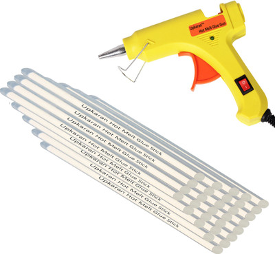 

Upkaran Yellow 20W Watt Mini Electronic Hot Glue Gun with On Off Switch and 30 Hot Melt Glue Sticks for Crafts, Repair Work and Hobby Combo Kit Standard Temperature Corded Glue Gun(7 mm)