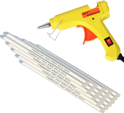 

Upkaran Yellow 20W Watt Mini Electronic Hot Glue Gun with On Off Switch and 20 Hot Melt Glue Sticks for Crafts, Repair Work and Hobby Combo Kit Standard Temperature Corded Glue Gun(7 mm)