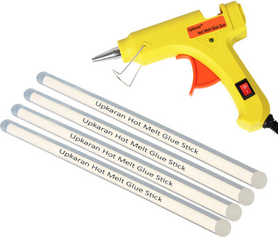 

Upkaran Yellow 20W Watt Mini Electronic Hot Glue Gun with On Off Switch and 4 Hot Melt Glue Sticks for Crafts, Repair Work and Hobby Combo Kit Standard Temperature Corded Glue Gun(7 mm)