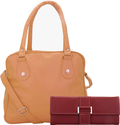 

Lady bar Hand-held Bag(Tan, Maroon), Maroon;tan