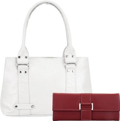 

Lady bar Hand-held Bag(White, Maroon), Maroon;white