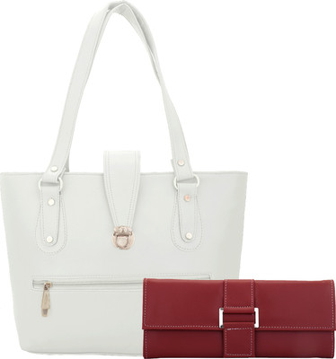

Lady bar Hand-held Bag(White, Maroon), Maroon;white
