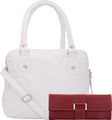 

Lady bar Hand-held Bag(White, Maroon), Maroon;white