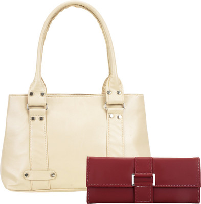 

Lady bar Hand-held Bag(Beige, Maroon)